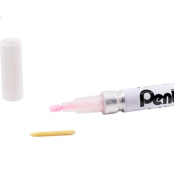 Маркер для фарби Pentel з тонким наконечником 2,0 мм для підфарбовування та ремонту подряпин на автомобілі, маркер на масляній основі X100W-S білий