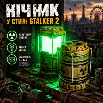 Нічник-ліхтар «Зона» у стилі STALKER 2, кемпінговий ліхтар із зеленим світлом, 3×AAA, артефакт з гри сталкер, зелене світло