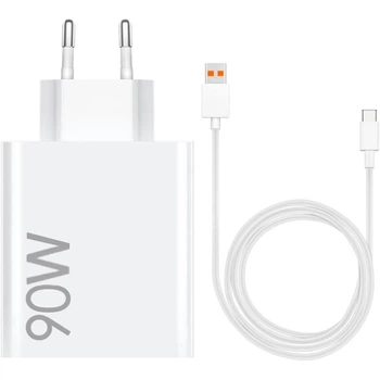 Мережевий зарядний пристрій Xiaomi 90W HyperCharge Combo MDY-14-EC швидка зарядка USB-A з кабелем Type-C Білий