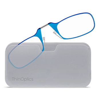Окуляри для читання Thinoptics з класичним чохлом (Колір чохла: Білий; Колір оправи: Синій; Діоптрій: '+1.50)
