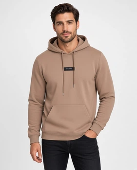 Мужское демисезонное худи коричневое базовое с капюшоном (26342) 2XL