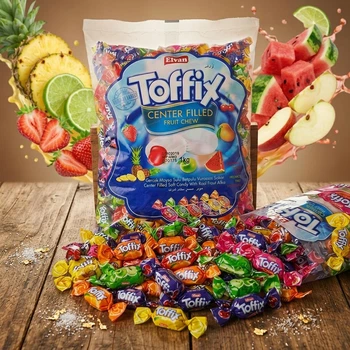Жевательные конфеты Elvan Toffix ассорти 1 кг с фруктовой начинкой Турция