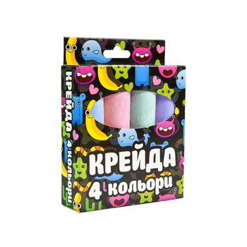Мел для рисования на асфальте 4 штуки, разноцветные