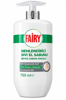Мило-крем рідке для рук зволожуюче Fairy Beyaz Kokulu Sıvı El Sabunu Hyaluronic Acid Provitamin B5 Фейрі Біле мило дозатором 750мл