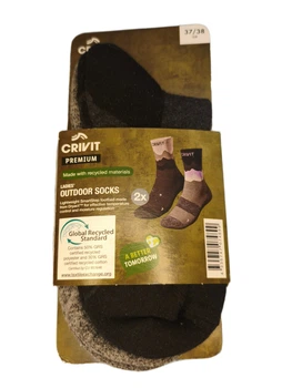Женские трекинговые носки Outdoor Socks Crivit Premium 37-38р черные и серые 2 пары