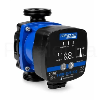 Насос циркуляційний FORWATER FWM 25/6-130, 50 Вт, H6 м, Q3,9 м³/год, з гайками