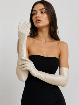 Довгі вечірні рукавички s/m/l бежевий (30r012)