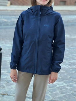 Жіноча трекінгова куртка Jack Wolfskin Texapore Stormy Point Jacket мембранна водовідштовхуюча з капішоном синя Розмір M