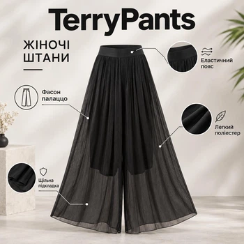 Женские брюки-палаццо TerryPants, черные, размер L