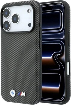 Etui plecki BMW M Quadrille Kevlar Metal Logo MagSafe do Apple iPhone 17 Pro / 18 Pro Grey (BMHMP18L25SWPUKEA)