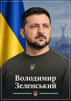Портрет "Володимир Зеленський. Прапор", розмір 30х40 - А3