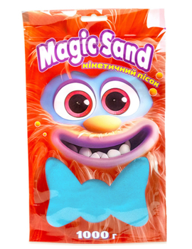 Кинетический песок Strateg Magic Sand голубой 1 кг с формочками, набор для творчества 39404-3, 3+