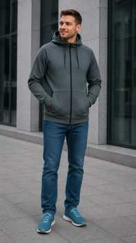 Спортивна кофта без утеплення сіра, L