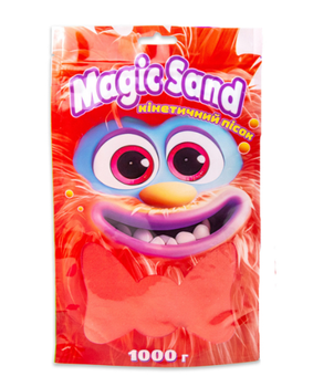 Кинетический песок Strateg Magic Sand красный 1 кг с формочками, набор для творчества 39404-6, 3+