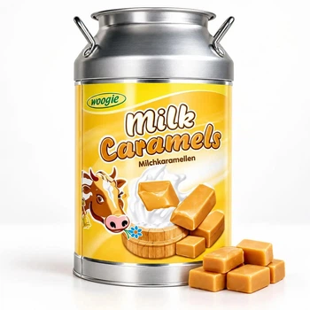 Цукерки молочні Корівки Woogie Milk Caramels Milchkaramellen Вуугі у металевій скарбничці Баночці 250г