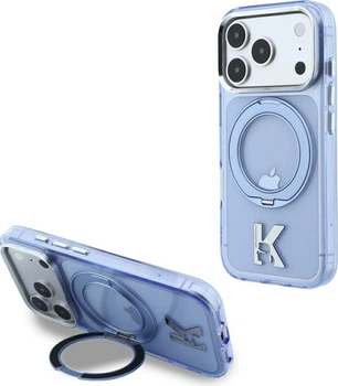 Etui plecki Karl Lagerfeld IML Ring Stand 360 Kameo Metal MagSafe do Apple iPhone 17 Pro Max / 18 Pro Max Light Blue (KLHMP18X6HRSMKMB)