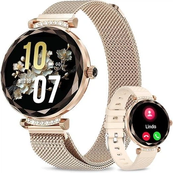 Женский Smart Watch AMOLED с роскошным дизайном, 100+ спортрежимов, мониторинг показателей здоровья, 2 ремешка