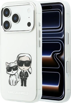 Etui plecki Karl Lagerfeld IML Karl&Choupette Bodies Sketch Print MagSafe do Apple iPhone 17 Pro / 18 Pro Beige (KLHMP18L6HKCIDE)