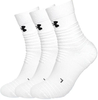 Шкарпетки Under Armour 22610208 унісекс баскетбольні бавовняні з махровою підошвою, білі, 3 пари, розмір L
