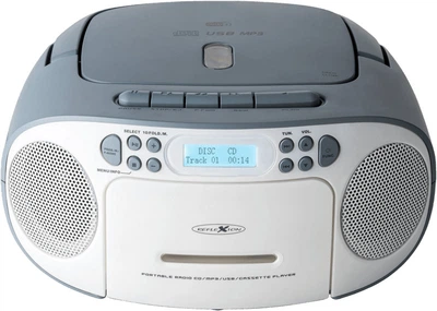 Портативний бумбокс Reflexion радіо CD/DAB+/FM/касета (Біло-синій) RCR2260DAB 
