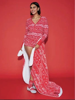 Плед Victoria’s Secret, червоний з білим візерунком, м’який та теплий