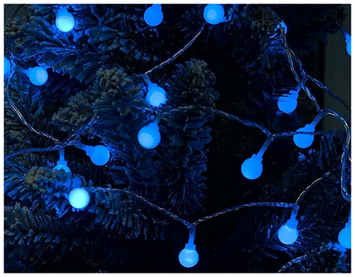 Светодиодная гирлянда 40LED 7м IP44 синий для украшения помещений и улицы шарики 18мм SQ-25514