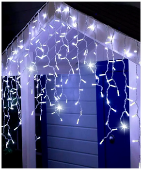 Гирлянда бахрома уличная 9x0,6м 150 LED холодный белый каучук с мерцанием IP65 SQ-26907
