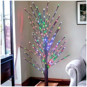 Светодиодное дерево гирлянда 225LED 150см коричневый ствол мультиколор для украшения помещений SQ-25537
