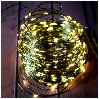 Гирлянда нить 100м 1000 LED 5Вт 220В 8 режимов для декора Зеленый "Роса" с пультом ДУ SQ-27396