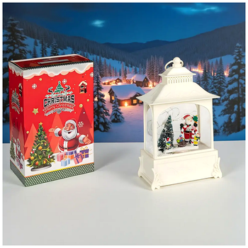 Светильник фонарь Рождественский декор 28x15x9 см USB LED подсветка снегом фигурка Санты SQ-28744