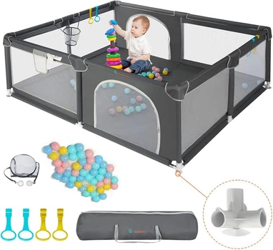 Дитячий ігровий манеж Comomy Play Fence HN-669, темно-сірий, 99×21×24 см
