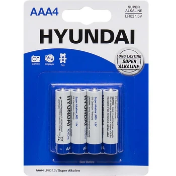 Батарейки алкалінові Hyundai LR03/AAA 1,5 В, 4 шт.