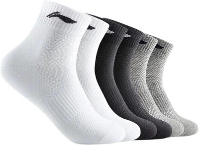 Носки Li-Ning мужские баскетбольные махровые средней высоты, черно-белые, 6 пар, размер 38-44