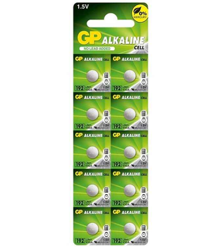Батарейка таблетка GP Alkaline 192 1.5V LR41 лужна блістер 10 шт
