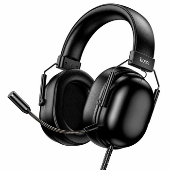 Игровые проводные наушники для ПК с микрофоном HOCO W113 50 мм USB 7.1 Черные