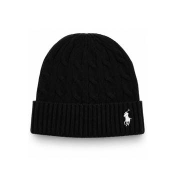 Шапка Polo Ralph Lauren Унісекс Чорного Кольору (білий логотип) в'язана - ONE SIZE (vqs-wld-sor)