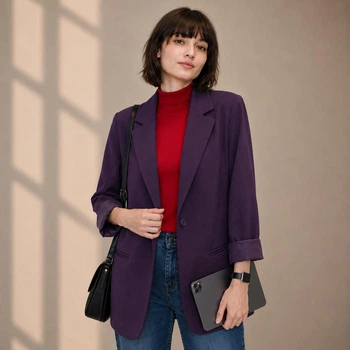 Легкий фіолетовий блейзер-піджак Fashion без підкладки 3XL