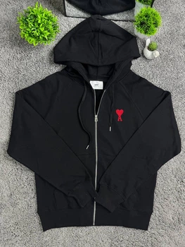 Кофта Зіп Худі Ami Paris на замку Чорний S (AMI-ZIP-HOODIE-BL-S)