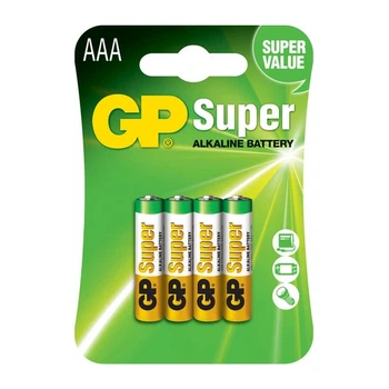 Батарейка AAA лужна 1.5V мініпальчик GP Super Alkaline 4шт плівка