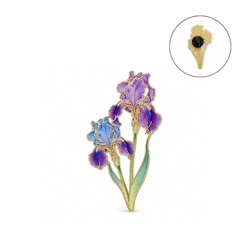 Значок-пин BROCHE брошь Цветы Акварель Ирисы фиолетовый BRGV115627