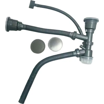 Сифон для кухонной мойки двойной ZERIX SK-06-A 3 1/2 x40, нержавейка