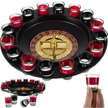 Настольная игра Алко рулетка Malatec 23463 с 16 рюмками 29 см - подарочный набор для вечеринок и компаний с металлическими шариками