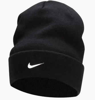 Шапка Nike Peak Standard Cuff L Swoosh Beanie ONE SIZE Чорний FB6527-010