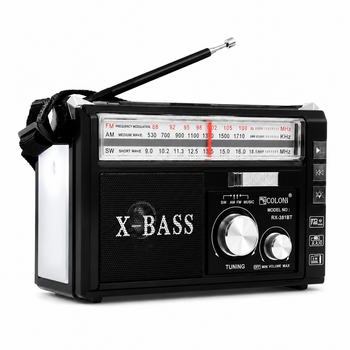 Радіоприймач FM аналоговий портативний Golon RX-381BT акумуляторний з ліхтариком Bluetooth USB MicroSD 165x110x75мм Black