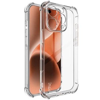 Чехол для Apple iPhone 16 Pro прозрачный с бронь углами с защитой камеры противоударный (борта выше экрана)