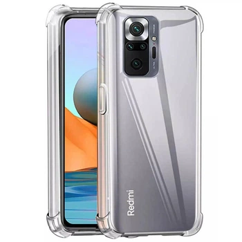 Чехол для Xiaomi Redmi Note 10 Pro прозрачный с бронь углами с защитой камеры (противоударный TPU)