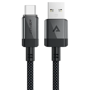 Кабель Acefast C12-04 USB — Type-C 3A плетеный черный