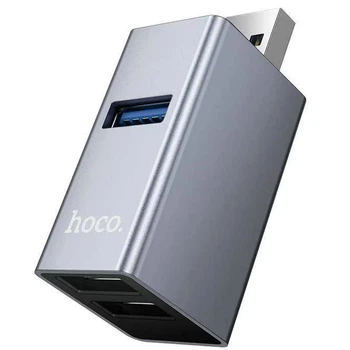 USB-хаб Hoco HB54 3 в 1 на 2xUSB 2.0 та USB 3.0 алюмінієвий