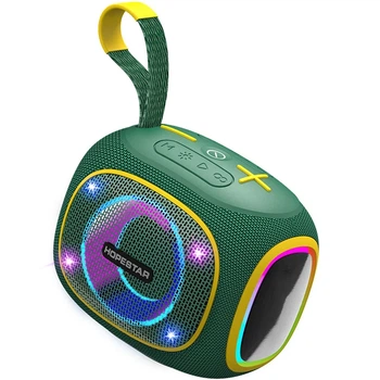 Портативная Bluetooth колонка Hopestar PartyBox mini 10W с подсветкой и влагозащитой зеленая