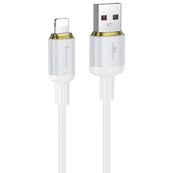 Кабель Hoco X128 Benefit USB — Lightning 12W 1 м у нейлоновому оплетенні, білий